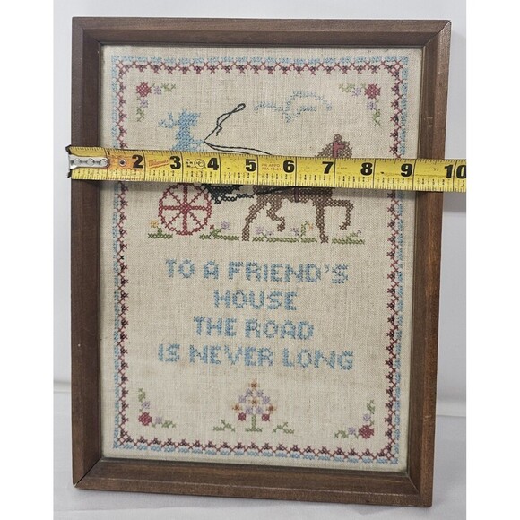 Antique Handmade 40's Amish Folk Art Needle Point Sampler Friends Phrase Unique - Picture 11 of 12